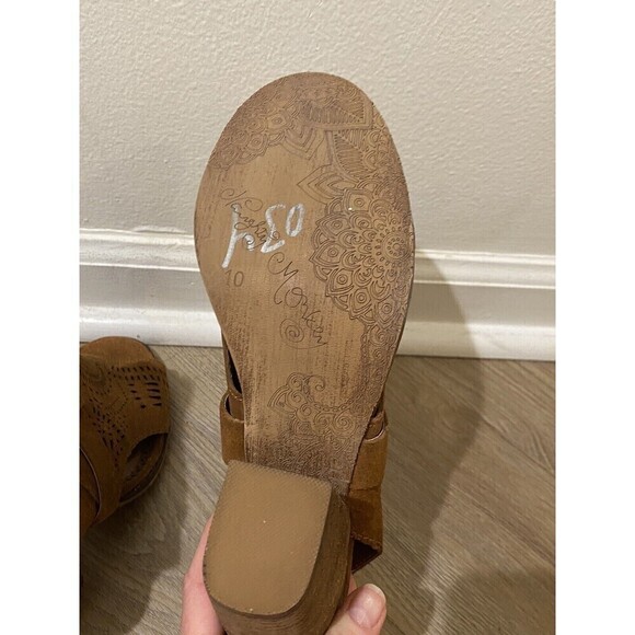 Naughty Monkey Womens Sz 10 Suede Boots Brown Open Toe Rear Zip Ankle Chunky - Picture 6 of 11